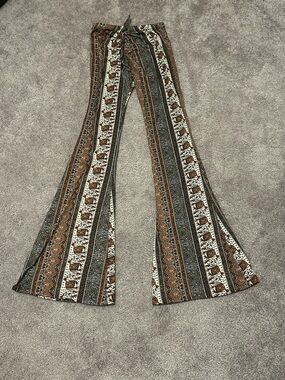 Bohemian Stripe Flared Pants - Brown Multi
